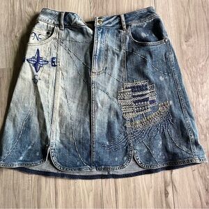 Pilcro Embroidered Denim Skirt